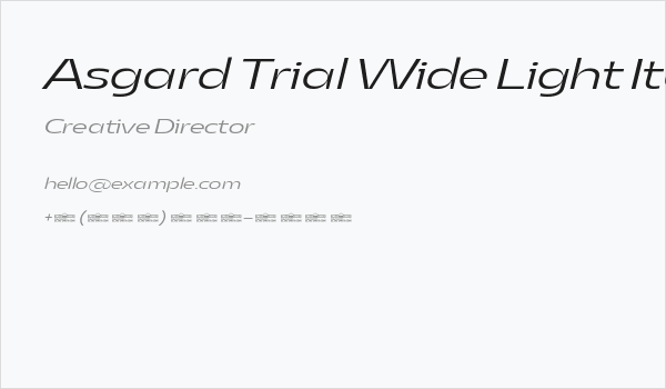 Asgard Trial Wide Light Italic Business Card