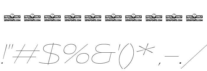 Asgard Trial Wide Thin Italic Font OTHER CHARS