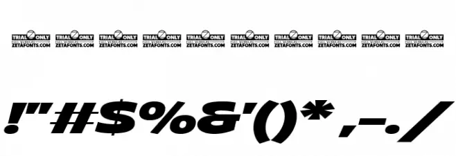 Asgard Trial Wide Xbold Italic Font OTHER CHARS