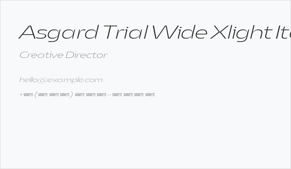 Asgard Trial Wide Xlight Italic Business Card