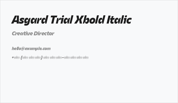 Asgard Trial Xbold Italic Business Card