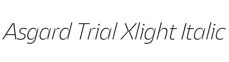 Asgard Trial Xlight Italic  font caratteri gratis