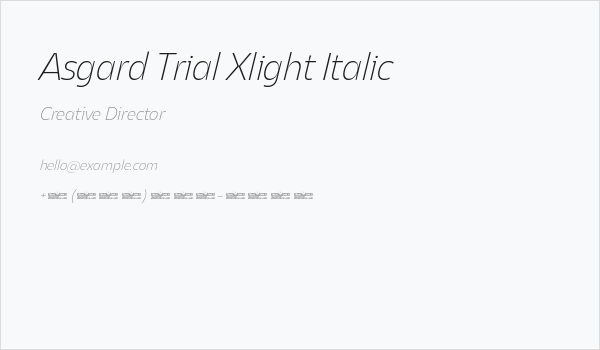 Asgard Trial Xlight Italic Business Card