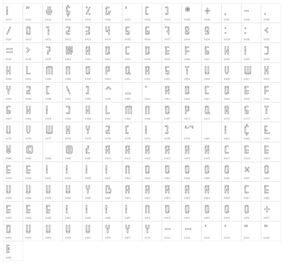 Asgerion Line Character Map