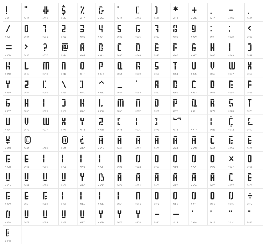 Asgerion Solid Character Map