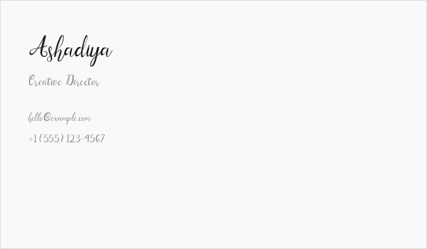 Ashadiya Business Card