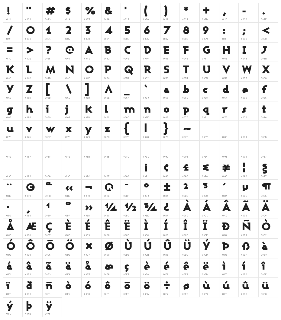 Ashby Black Character Map