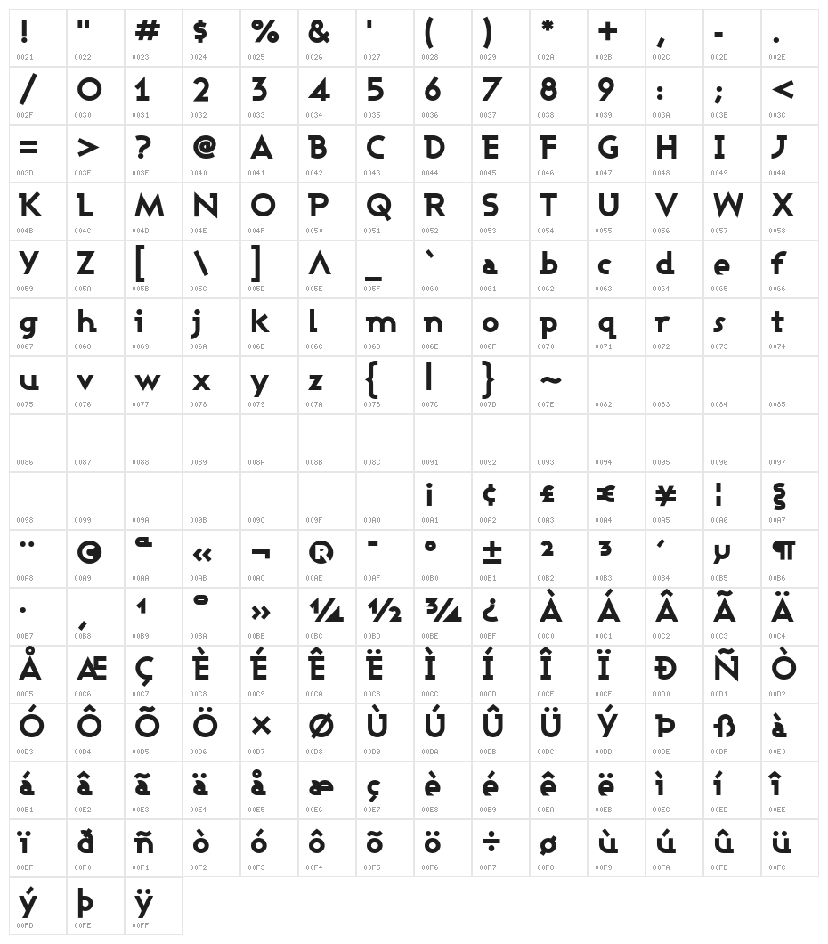 Ashby Extra Bold Character Map