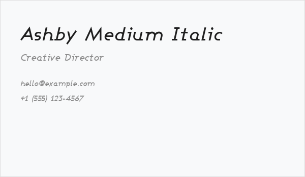 Ashby Medium Italic Business Card