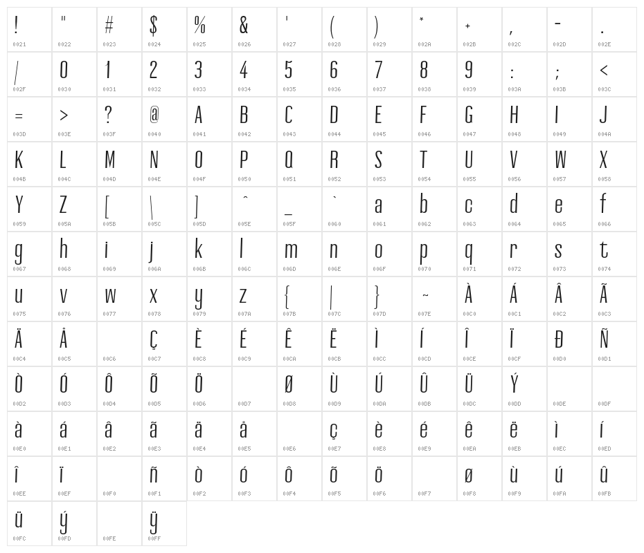 Ashemark Regular Character Map