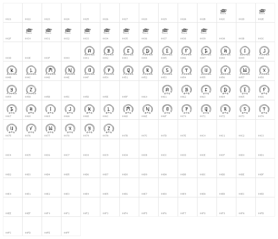 Ashito Chinese Monogram Regular Character Map