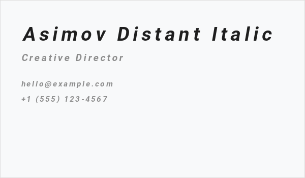 Asimov Distant Italic Business Card