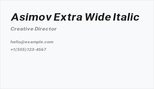 Asimov Extra Wide Italic Business Card