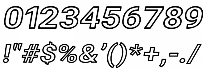 Asimov Extra Wide Outline Italic Font OTHER CHARS