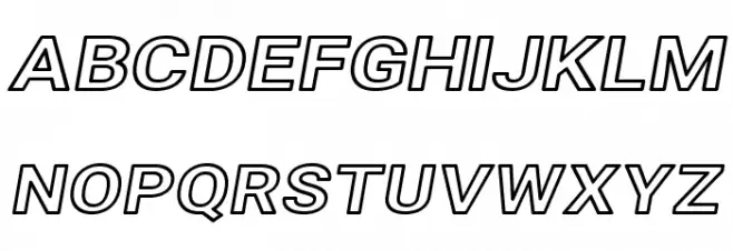Asimov Extra Wide Outline Italic Fuentes MAYÚSCULAS