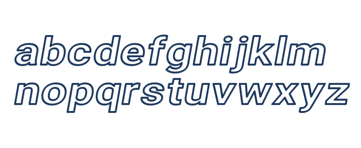 Asimov Extra Wide Outline Italic Lowercase