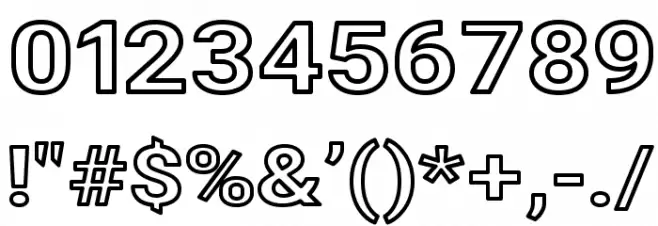 Asimov Extra Wide Outline Font OTHER CHARS