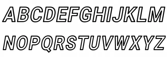 Asimov Narrow Outline Italic Schriftart Groß