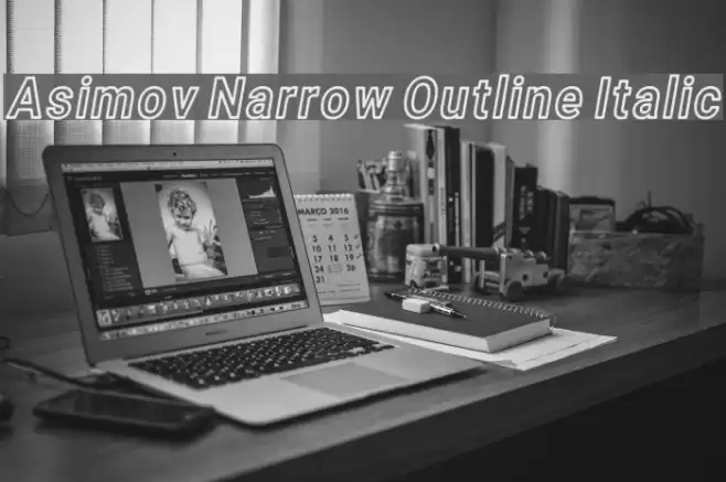 Asimov Narrow Outline Italic Font examples