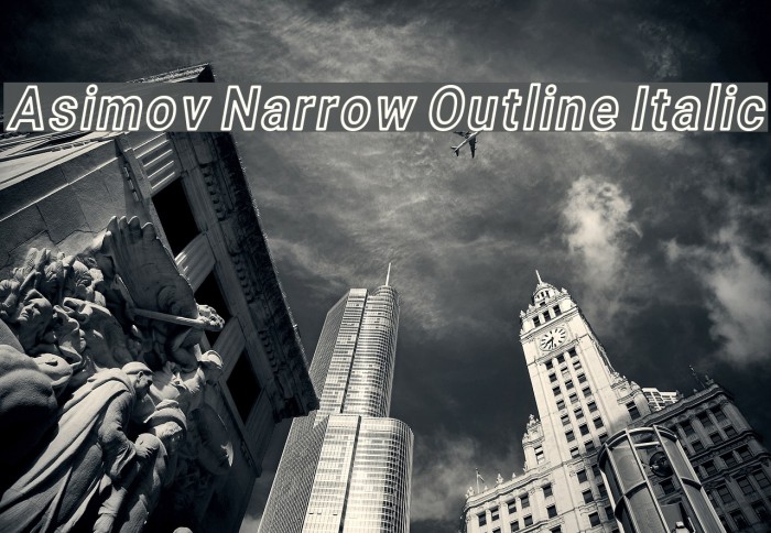 Asimov Narrow Outline Italic Font examples