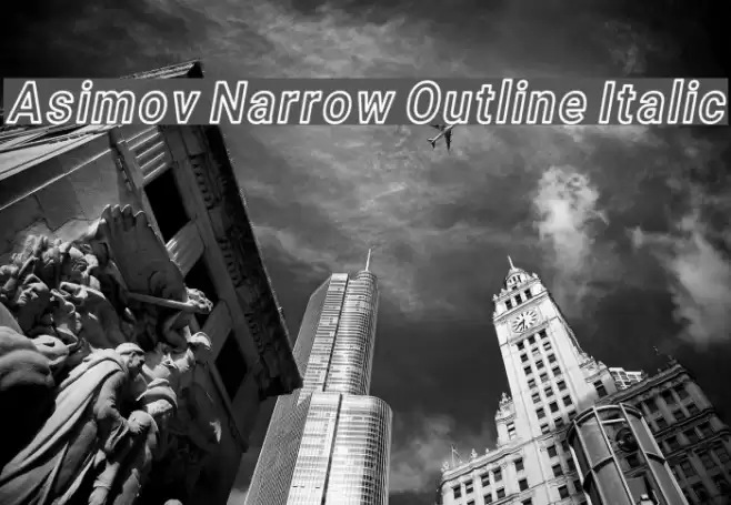 Asimov Narrow Outline Italic Font examples