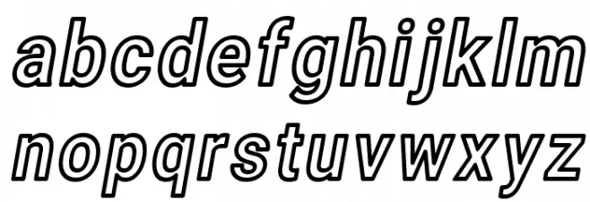Asimov Narrow Outline Italic फ़ॉन्ट लोअरकेस