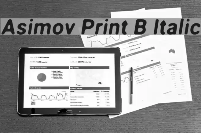 Asimov Print B Italic Fuentes examples