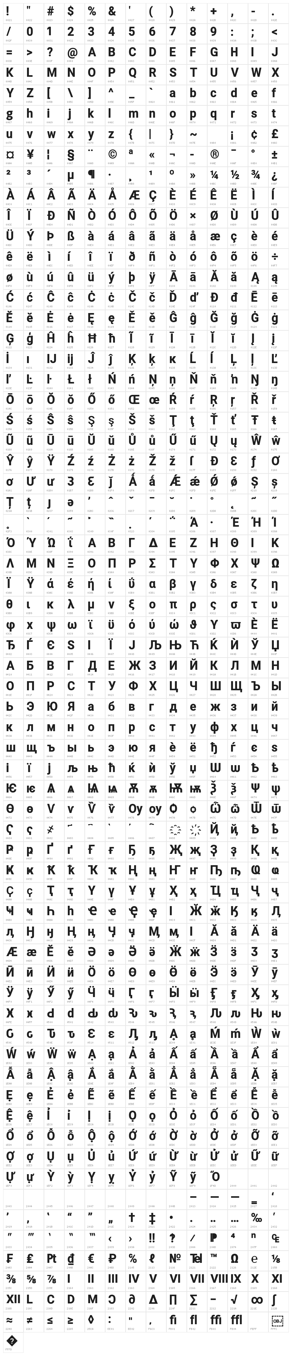 Asimov Pro Black Character Map