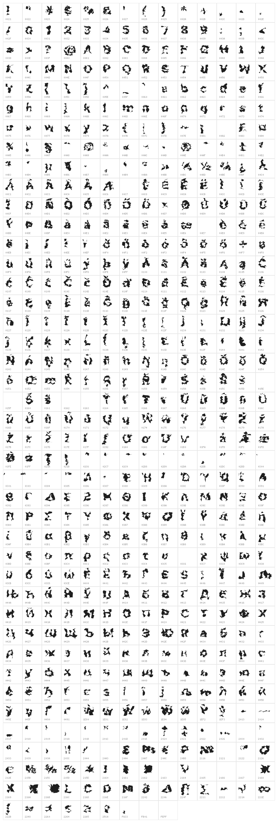 Asimov Silicon Wide Character Map
