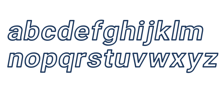 Asimov Wide Outline Italic Lowercase