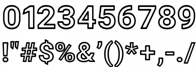 Asimov Wide Outline Font OTHER CHARS