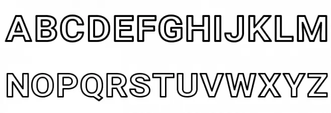 Asimov Wide Outline Schriftart Groß