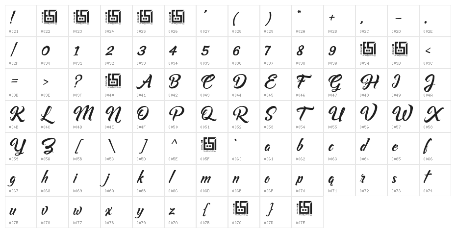 Asiyah Script Character Map