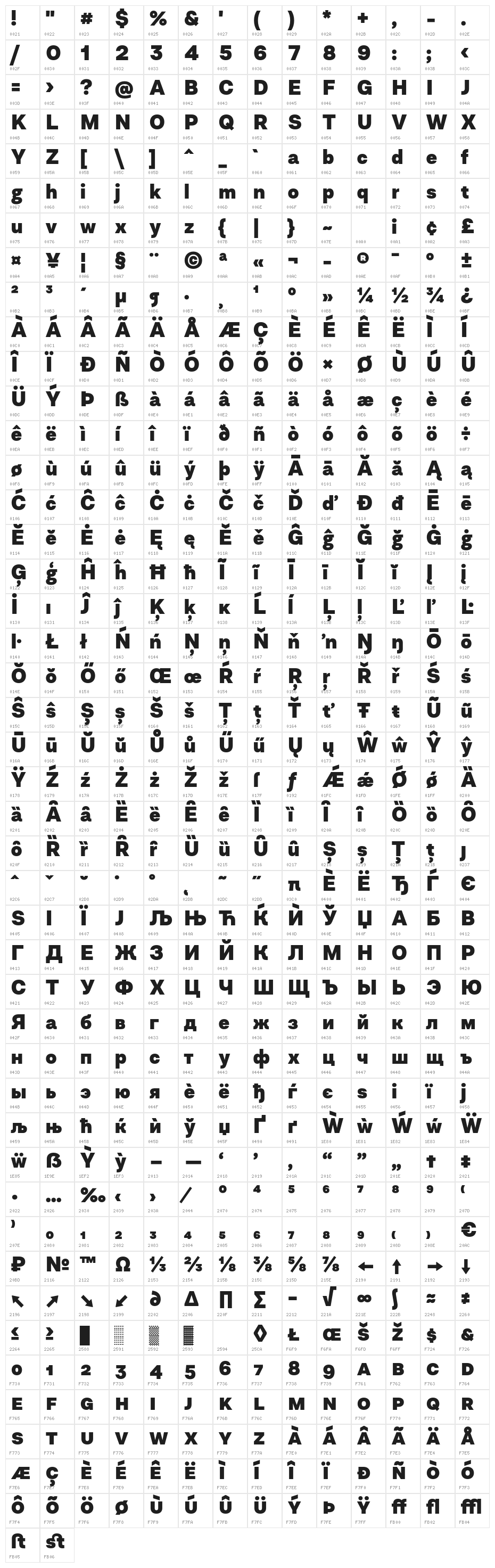 Asket-ExtraBold Character Map