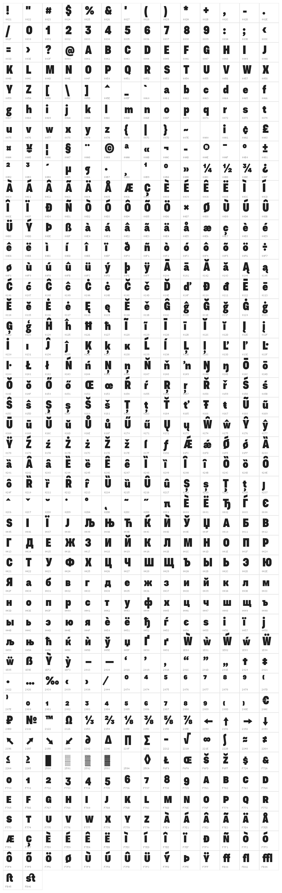 AsketCondensed-ExtraBold Character Map