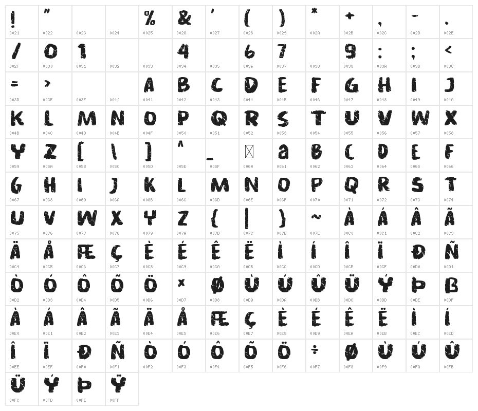 Asphalt crack Character Map