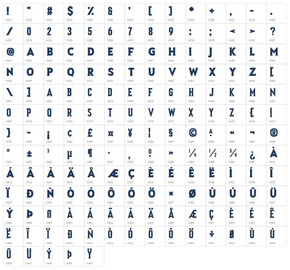 Asquire Character Map