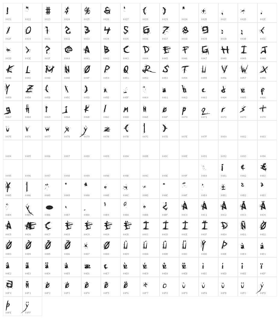 Assassin Nation Extra-Bold Character Map