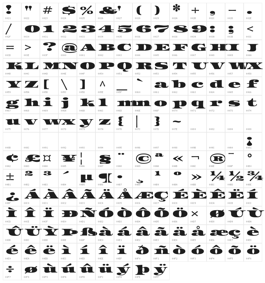 Asset Regular Character Map