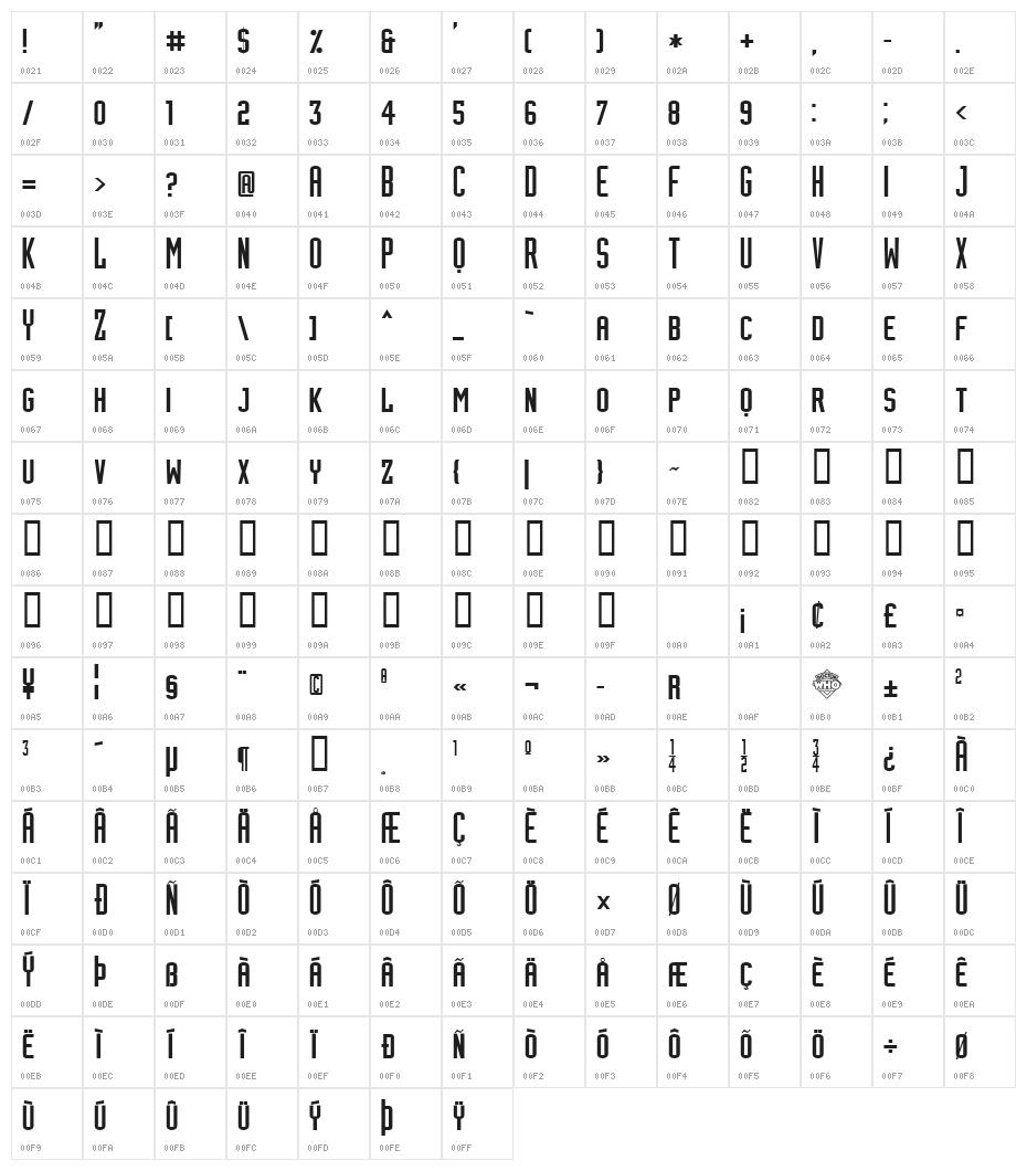 Assiduous SmallCaps Character Map