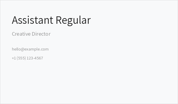 Assistant Regular Business Card