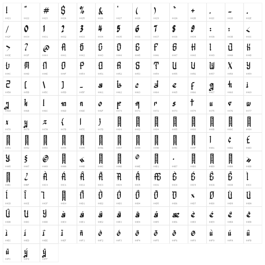 Assyam Regular Character Map