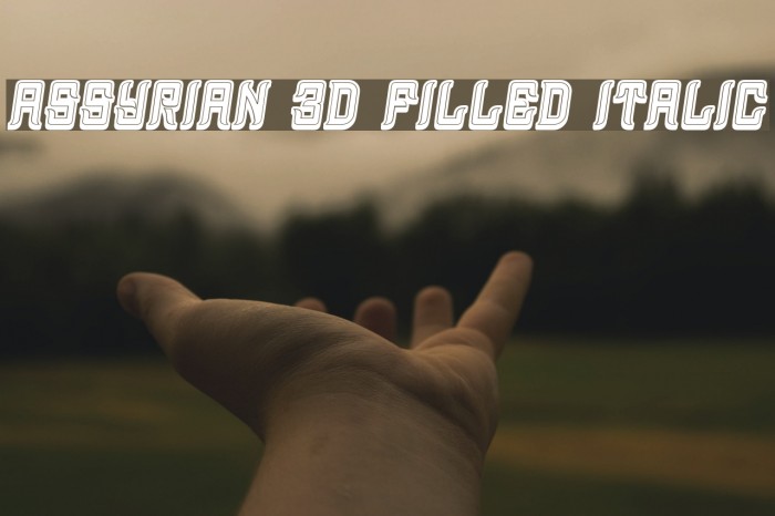 Assyrian 3D Filled Italic Font examples