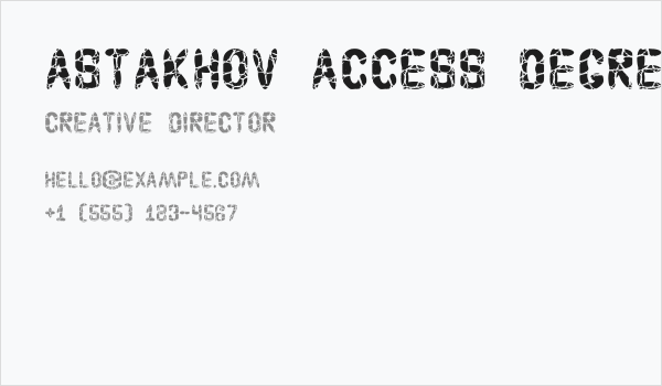 Astakhov Access Degree A Sk Business Card