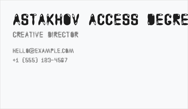Astakhov Access Degree AGF Business Card