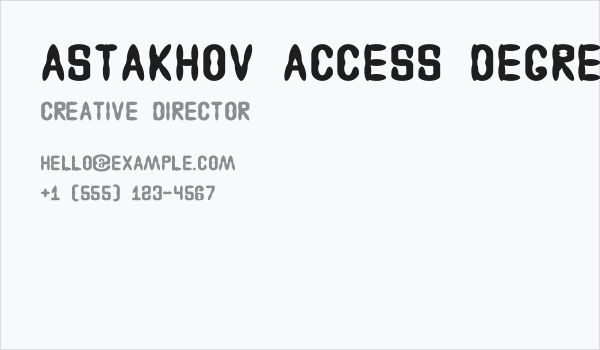 Astakhov Access Degree A Business Card