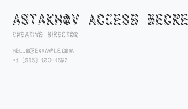 Astakhov Access Degree DL2 Business Card