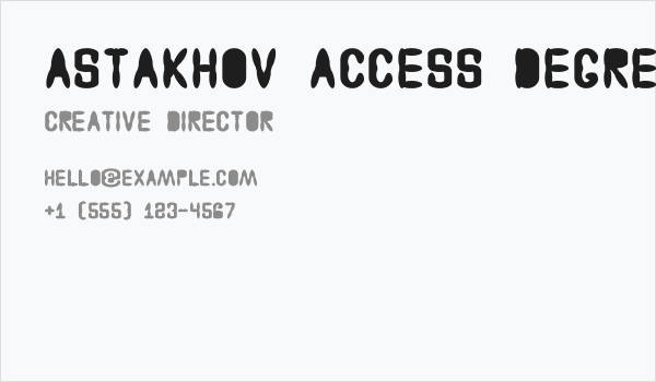 Astakhov Access Degree F Business Card