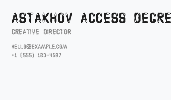 Astakhov Access Degree G Business Card