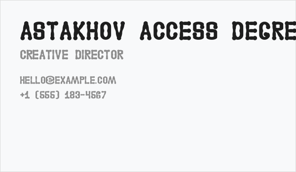 Astakhov Access Degree Serif Business Card